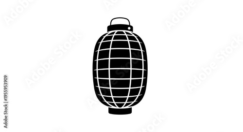 A simple black and white illustration of a grenade on a plain background.