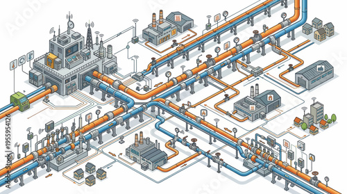 Industrial infrastructure pipeline network system.