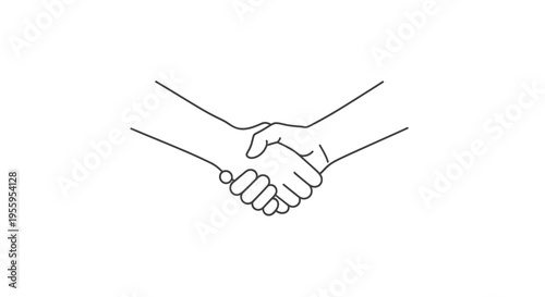 Handshake illustration, business agreement, partnership, trust, cooperation, simple line art
