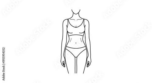 Female Body Silhouette, Underwear Outline, Fashion Figure, Minimalist Style