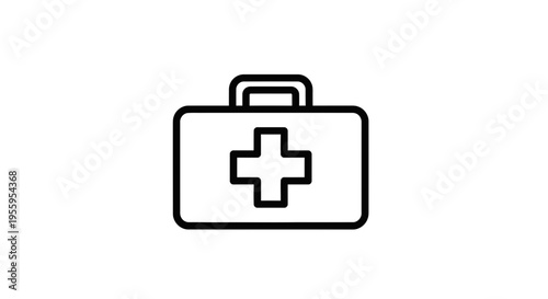 First Aid Kit Icon, Medical Cross Symbol, Health Emergency Bag, Healthcare Symbol
