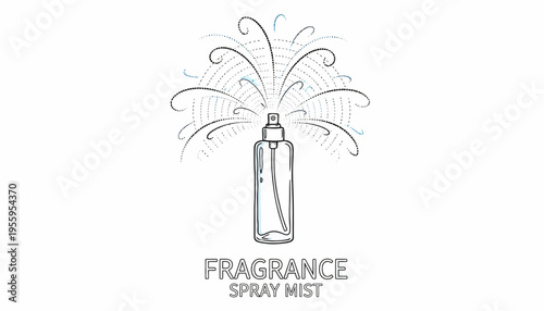Fragrance Spray Mist Bottle with Abstract Burst of Scent Particles