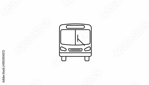 Front view of a simple line art bus icon on a white background