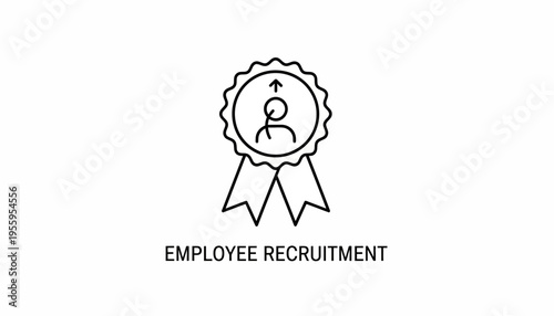 Employee Recruitment Icon: Award Ribbon with Person Symbol and Upward Arrow