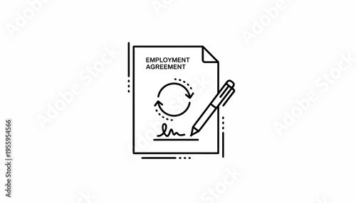 Employment Agreement Document with Signature and Pen, Business Contract Concept