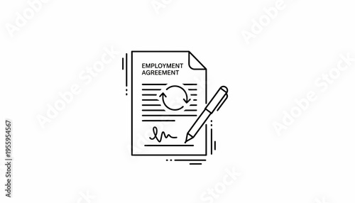 Employment Agreement Document with Signature and Pen, Business Contract Signing Concept