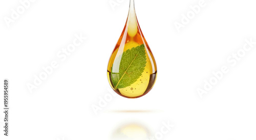 Essential Oil Drop with Mint Leaf and Citrus Slice - Natural Skincare and Aromatherapy