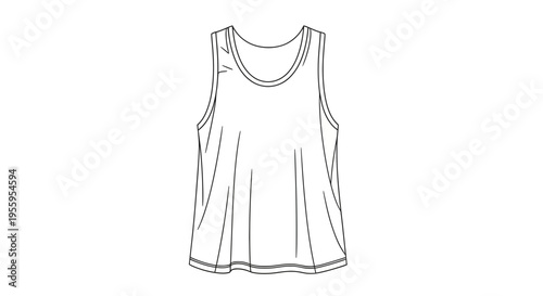 Fashion illustration of a women's sleeveless tank top, fashion sketch, clothing design