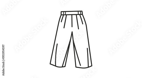 Fashion Illustration: Simple Line Drawing of Wide-Legged Cropped Pants
