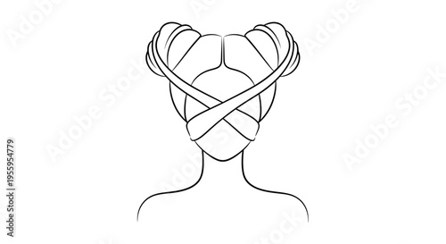 Elegant Hairstyle: Two Twisted Buns with Crossed Strands