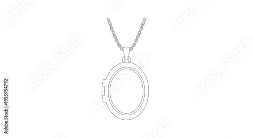 Elegant Oval Locket Necklace Pendant, Vintage Style Jewelry, Outline Icon