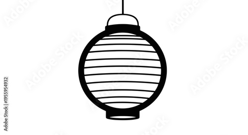 Simple black and white illustration of a hanging lantern.