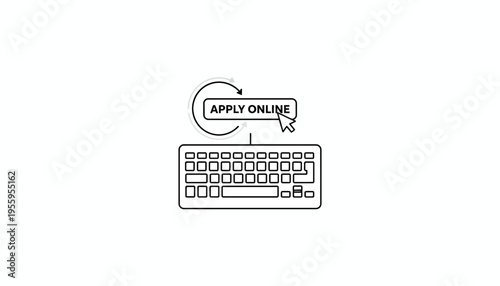 Apply Online Button with Keyboard and Cursor Icon, Online Application Process Concept