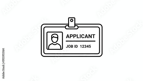 Applicant Identification Card with Photo and Job ID - Business and Employment Concept