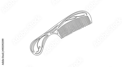 Art Nouveau Comb, Elegant Hair Accessory, Vintage Style, Ornate Design, Isolated on White