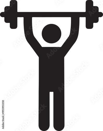 Silhouette of a man lifting a heavy barbell over his head, symbolizing strength, fitness, and weight training for health
