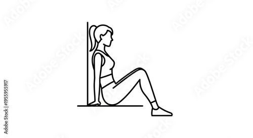 Woman doing wall sit exercise, fitness, healthy lifestyle, workout, indoors