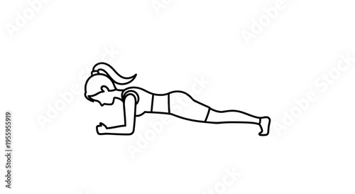 Woman doing plank exercise, fitness, workout, healthy lifestyle, vector illustration