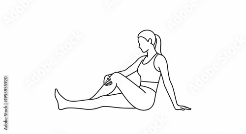 Woman doing seated spinal twist yoga pose, stretching and exercising