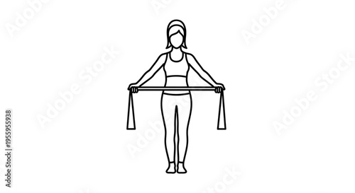 Woman exercising with resistance band, arms outstretched, fitness and workout concept