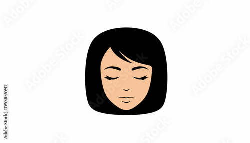 Woman Face Closed Eyes Calm Serene Minimalist Illustration
