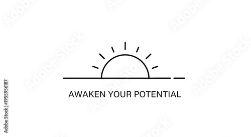 Sunrise Icon with Text 'Awaken Your Potential' - Concept of Growth and New Beginnings