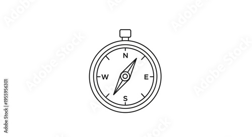 Vintage Compass Icon, Navigation Tool, Direction Finder, Travel and Adventure Symbol