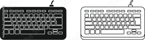 Black and white keyboard illustration Vector