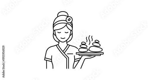 Spa Therapist Holding Hot Stones for Massage Therapy, Wellness and Relaxation