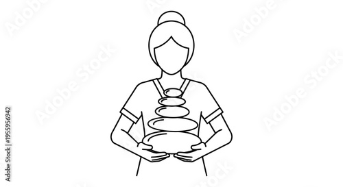 Spa Therapist Holding Stacked Wellness Stones for Massage Therapy and Relaxation