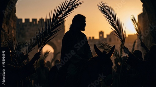 Jesus Triumphal Entry on Palm Sunday Biblical Scene Holy Week Christian Faith Art