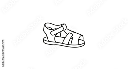 Simple Line Drawing of a Child's Sandal