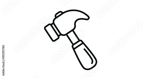 Simple line drawing of a claw hammer, a tool for construction and DIY projects.
