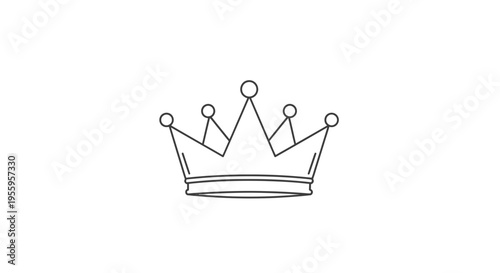 Simple Line Drawing of a Royal Crown on White Background