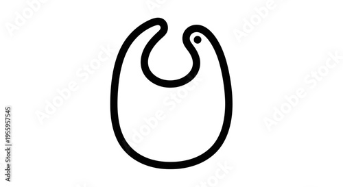 Simple black and white outline icon of a baby bib, clean design