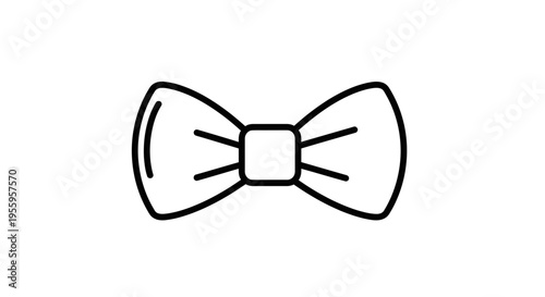 Simple Black Outline Bow Tie Icon Vector Illustration