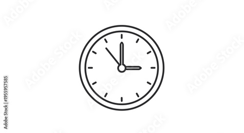 Simple Clock Face Icon, Time Concept, Minimalist Design, Isolated on White Background