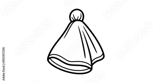 Simple Hand-Drawn Icon of a White Towel or Napkin Hanging