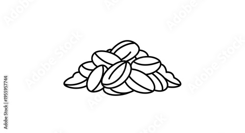 Pile of coffee beans, line art illustration, simple and clean design