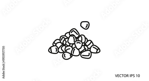 Pile of Corn Kernels, Hand-Drawn Vector Illustration, Isolated on White Background