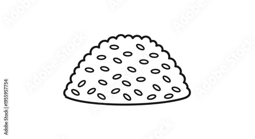 Pile of Rice Grains Icon, Simple Outline Drawing of Food Staple