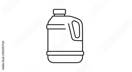 Plastic jug icon, simple line art, container for liquids, cleaning supplies, or chemicals