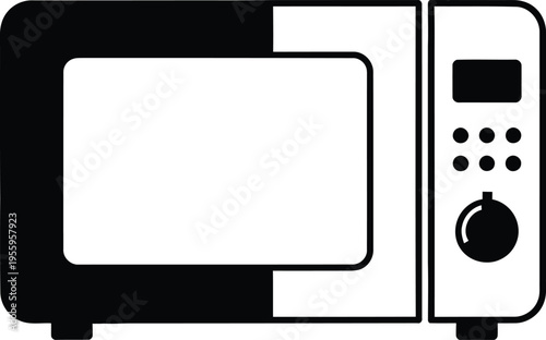 Microwave oven icon black white Vector