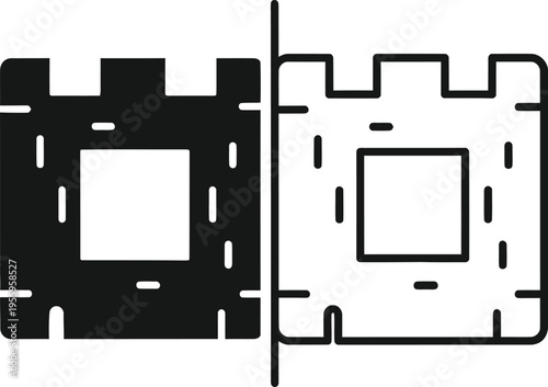 Castle wall black and white Vector
