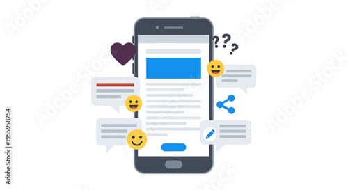 Smartphone Messaging Feed with Comments and Emojis Showing Social Interaction on Screen.