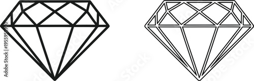 Diamond line art gemstone illustration Vector
