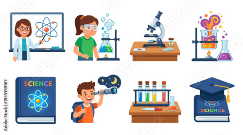 Students engaged in a vector science experiment with equipment and books in a classroom setting for education.