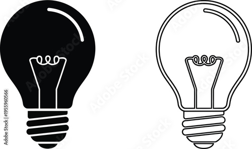 Black and white light bulb ideas Vector