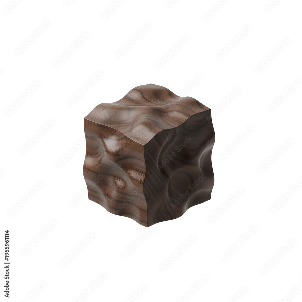 Obraz premium Organic Wood Cube with Wavy Surface Texture