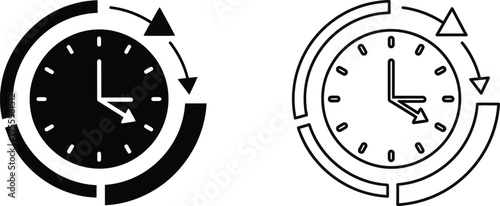 Clocks moving forward backward time change concept Vector